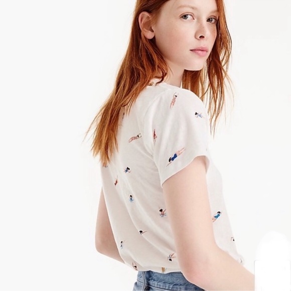 J CREW White Swimmers Tee with Glitter Accents - H7879 - Sz XS - Picture 2 of 13